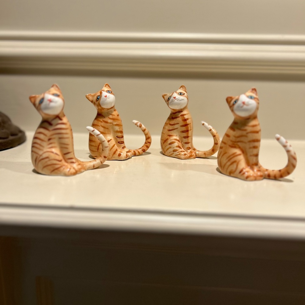 Vintage Bone China Orange Tabby Cat Napkin Rings - Picture 7 of 9